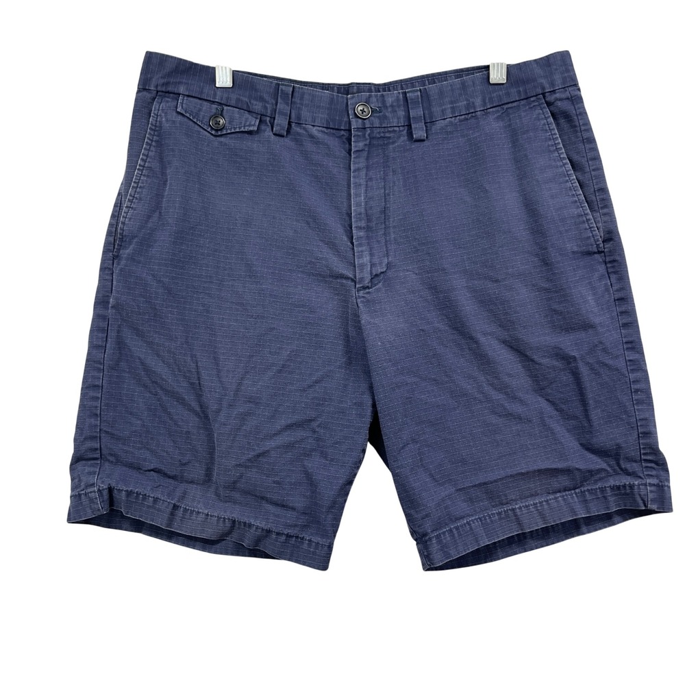Banana Republic Shorts Men 35 Navy Blue Plaid Ripstop Chino Casual Preppy Summer